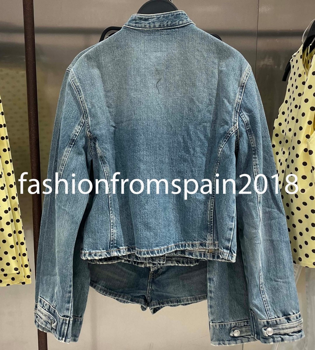 ZARA NEW WOMAN ARMY TRF FITTED BUTTON DENIM JACKET BLUE XS-XXL