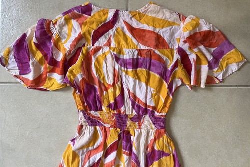 Abito prendisole Anthropologie Abel The Label stampa multicolore taglia M ciao lo rayon - Foto 10 di 11