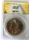 ANACS MS64 1888-O VAM12A Dbld Ear, Bottem & Legend, Slt Date, O/O Right, DB "O"