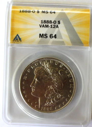 ANACS MS64 1888-O VAM12A Dbld Ear, Bottem & Legend, Slt Date, O/O Right, DB "O"