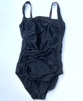 LL Bean Swimsuit 12 Black High Back w Adjustable Straps   Style 287864