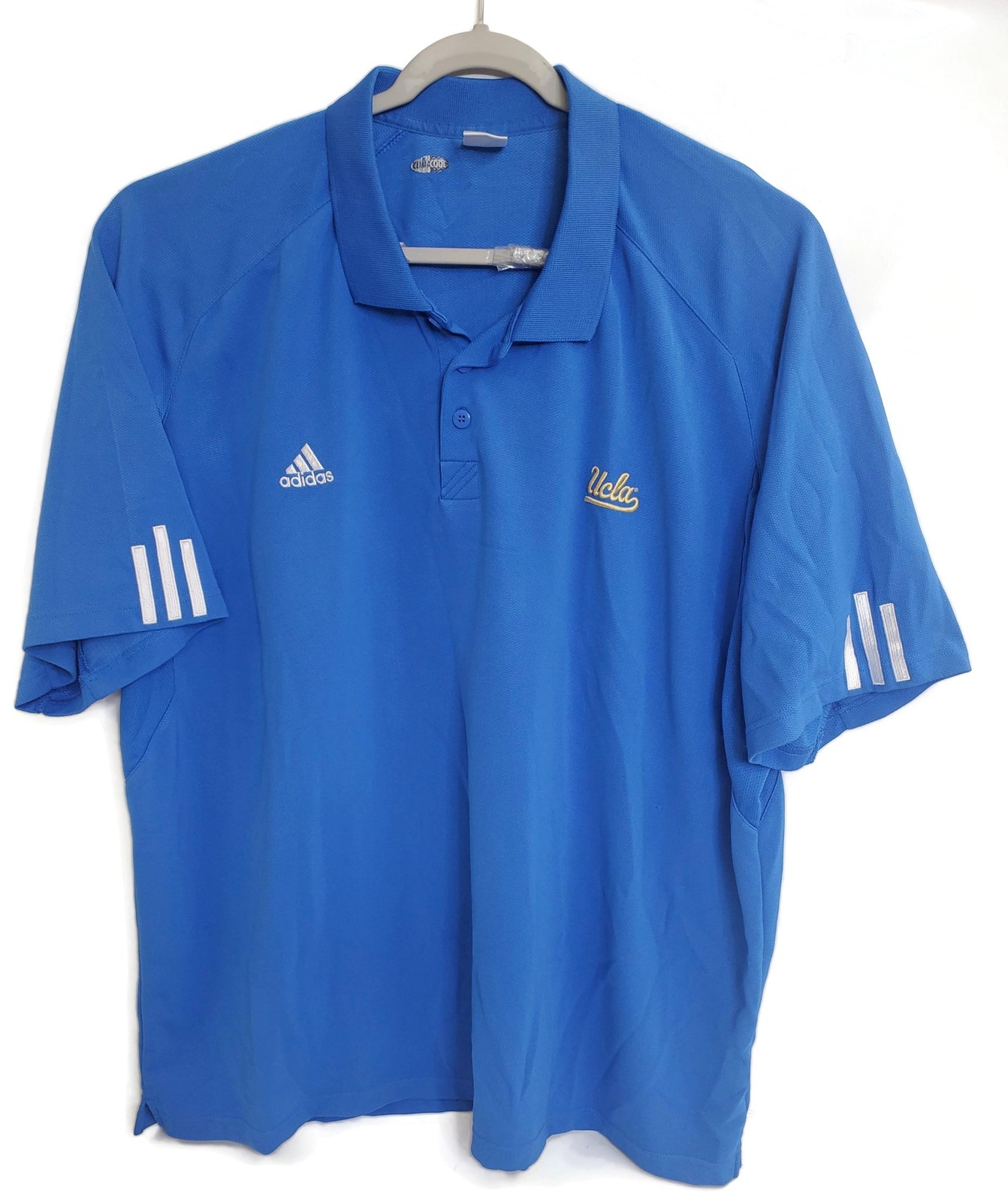 UCLA Bruins Shirt Mens 3XL Blue NCAA Polo Performance Three Stripes Adidas