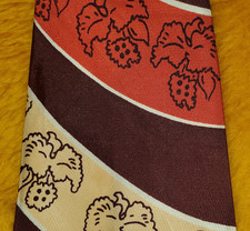 1940s 1950s BOLD VINTAGE PILGRIM CRAVATS MENS TIE BROWN ORANGE YELLOW  50"