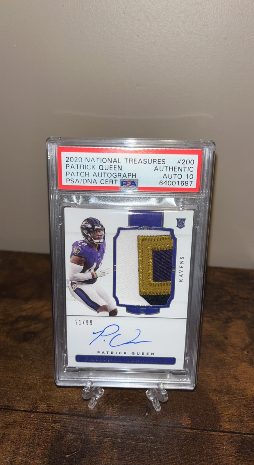 PATRICK QUEEN PANINI NATIONAL TREASURES RPA PATCH AUTO ROOKIE RC 96/99 PSA 10