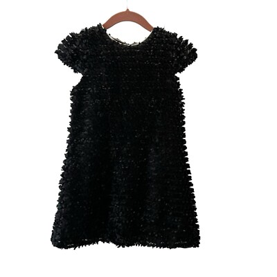 David Charles Black Popcorn Crinkle Ruffle Girls Dress White Back Bow Size 5YRS