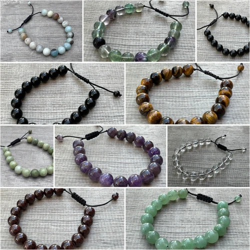 Grade A++ Edelstein Perlen verstellbar Armband 10 mm, echte Kristalle Armbänder - Bild 8 von 124