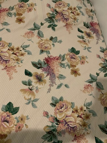 Springmaid multicolor floral twin sheet ruffle beige white No Iron Percale - Picture 3 of 7