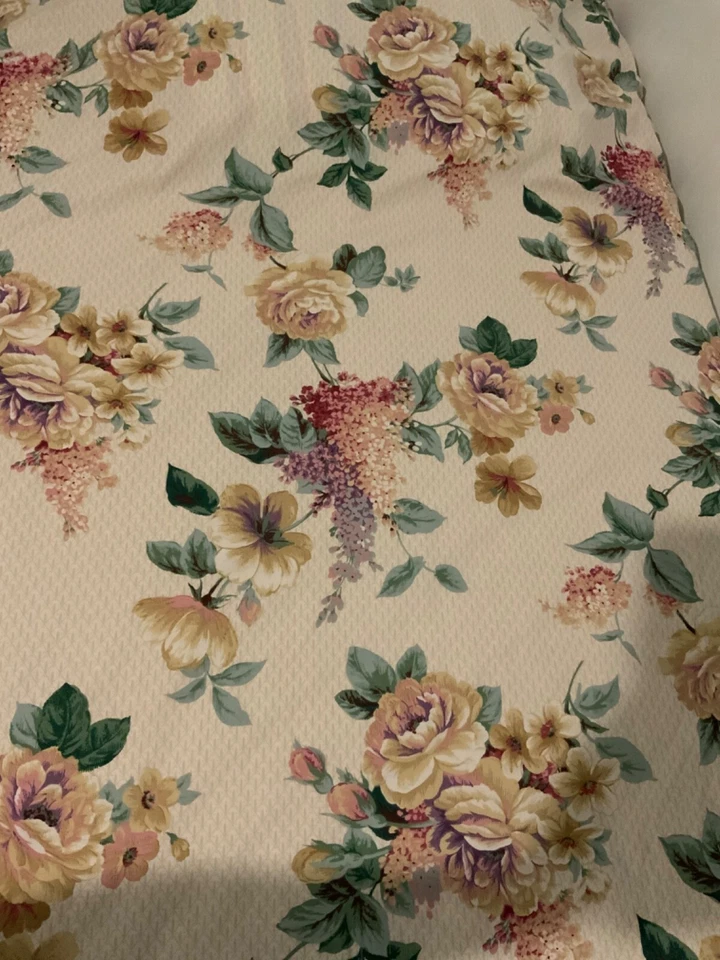 Springmaid multicolorido floral folha dupla babado bege branco sem ferro percal - Imagem 3 de 4