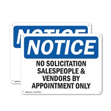  2 Pack No Solicitation Salespeople And Vendors By OSHA Notice Sign Decal Metal