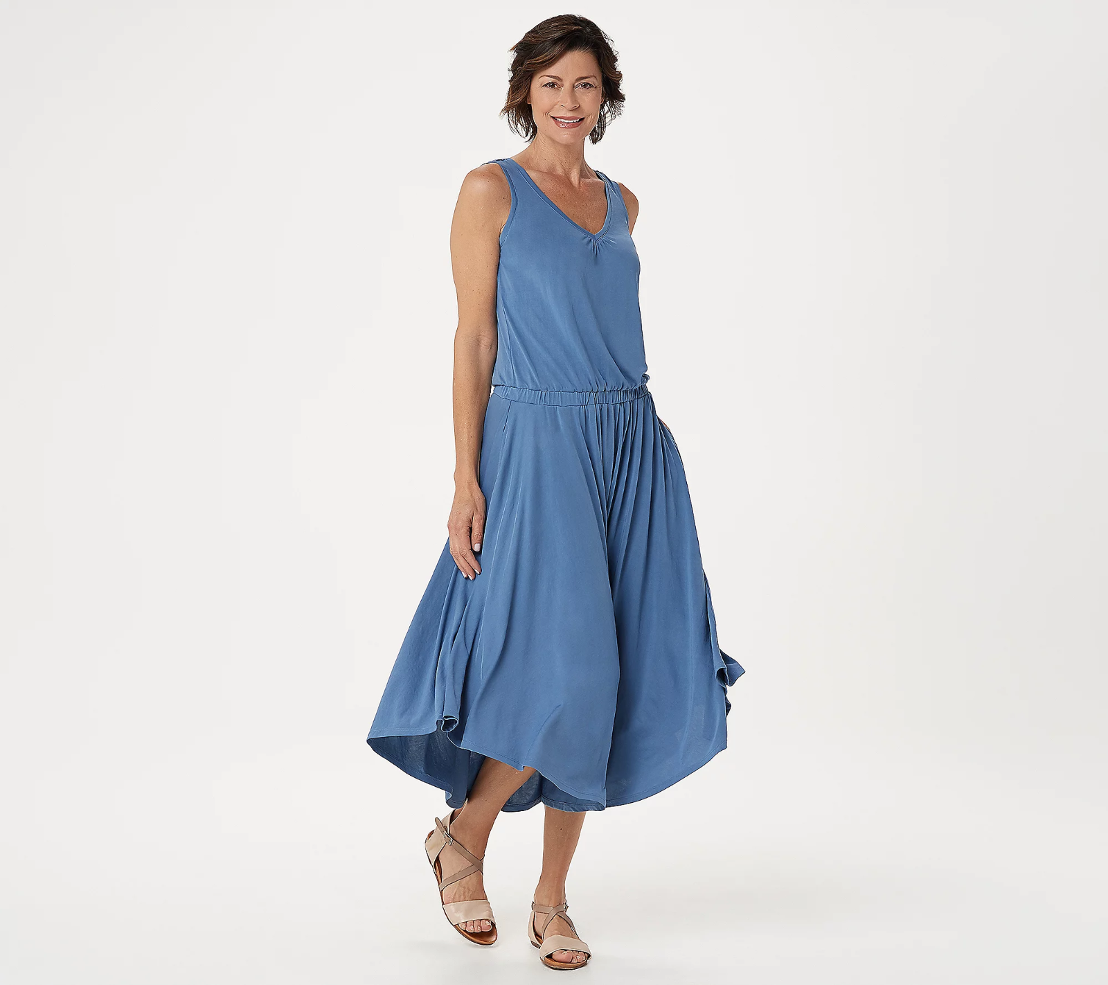 Lisa Rinna Collection Asymmetric Hem Tank Dress blue Large