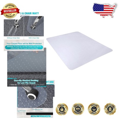 Premium Grip Chair Mat for Low Pile Carpets   60  x 48  Transparent Design