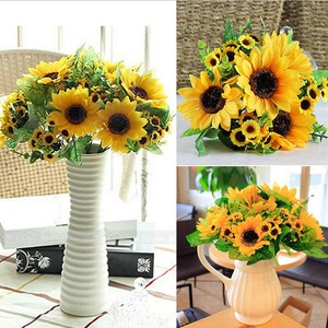 Fake Silk Artificial 14 Heads Sunflower Flower Bouquet Fl Garden Image Is Loading Fake Silk Artificial 14 Heads Sunflower Flower Bouquet