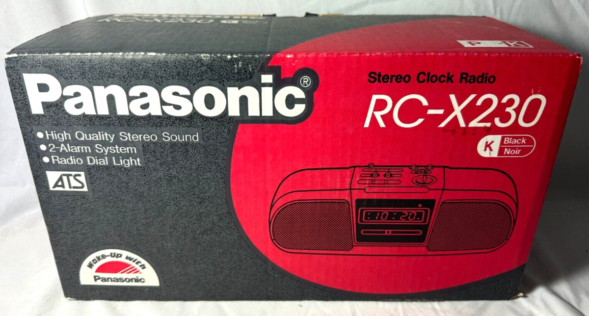 VINTAGE PANASONIC RC-X230 STEREO CLOCK RADIO ALARM IN BOX -FREE