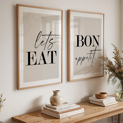 Modern Quote Kitchen Gallery Wall Art Set of 2 Print