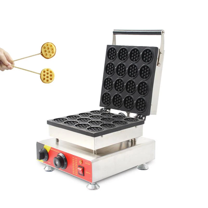 110V Waffle Stick Maker Mini Round 16pcs Commercial Nonstick Baker Machine Food