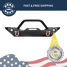 Front Bumper for 1987- 2005 2006 Jeep Wrangler TJ YJ W/ 2 LED Lights 2 D-Rings