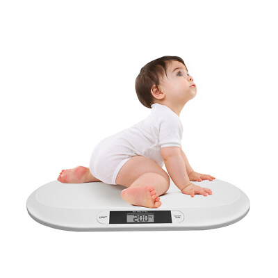 White 21.65*12.59*1.06in Plastic Baby Scale W/ LCD Display& 20kg Weight Capacity