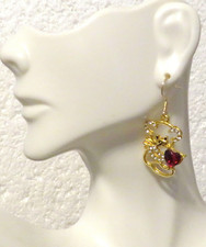 Elegant Gold Bear Dangle 1" Hook Earrings