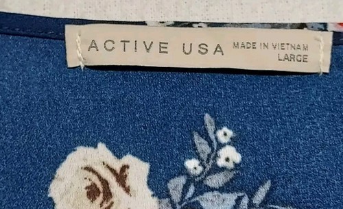 NWT Floral Wrap Dress Sz L Blue Hi Lo Hem Short Flowy Beachy V-Neck Active USA - Picture 8 of 17