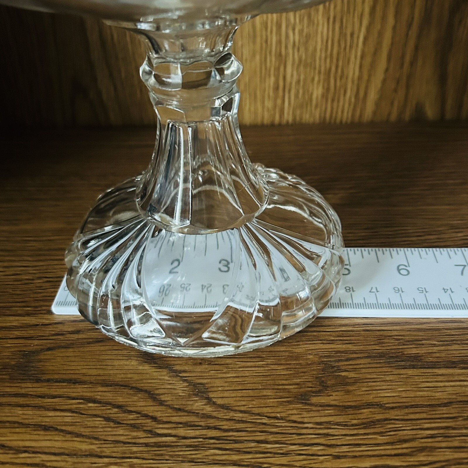 Vintage Clear Glass Pedestal Compote Candy Dish Floral Scalloped EAPG 7.5"