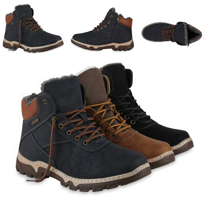 Herren Warm Gefüttert Winter Boots Stiefelette Profil-Sohle Schuhe 841505 