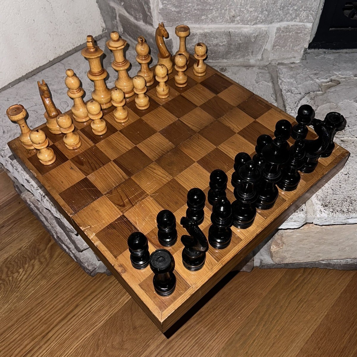 70s USA vintage Chess king コーデュロイ短丈 Vintage Chess Set Huge 6” Tall King Bige Huge Pieces 18” Folding