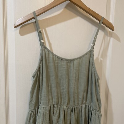 Catherine Malandrino Layered Green Organic Cotton Maxi Dress Size M | eBay