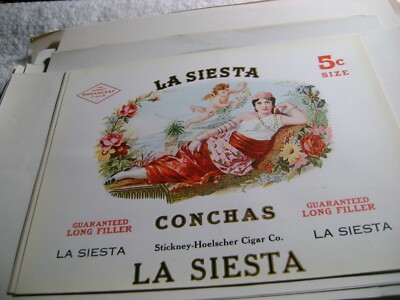 LA SIESTA-VINTAGE INNER CIGAR BOX -EMBOSSED LABEL-