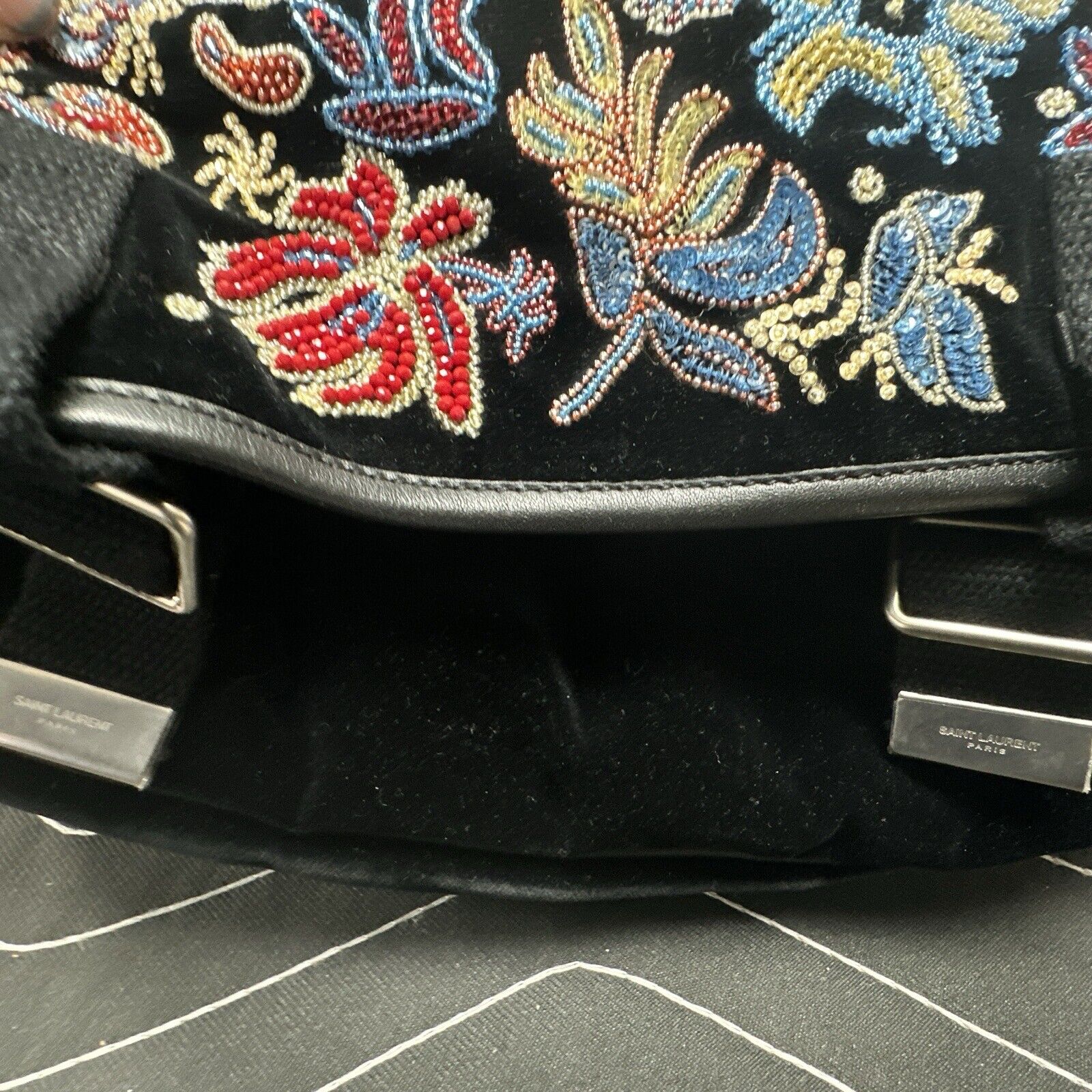 Saint Laurent Flap Messenger Bag  Floral Beaded V… - image 18