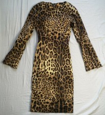 Dolce & Gabbana Leopard Print Silk Blend Midi Dress Size 38 Good Used Condition