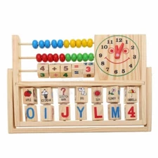 Educational Wooden Abacus with Clock, Math and Numbers Learning Toy for Children