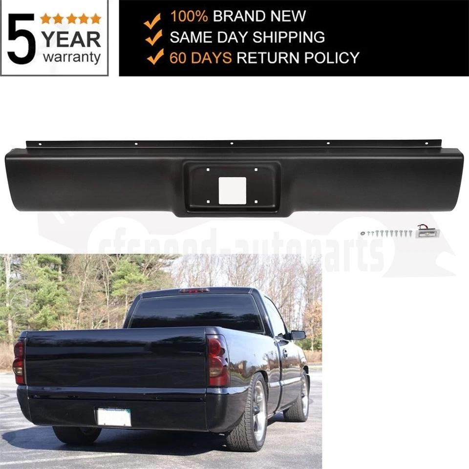 Rear Bumper Roll Pan w/LED Light For Chevrolet GMC C/K 1500 2500 3500 1988-1998 Foto 3 de 4