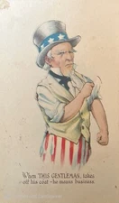 1917 USA Patriotic Postcard Cover Uncle Sam He Means Business