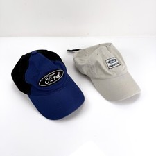 2 Vintage FORD Motor Company Dad Hats Cap Blue  Gray Cars Retro Y2K