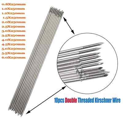 #ad 10pc Double Sided Threaded Kirschner Wire Trocar Wire Stainless Steel Orthopedic $115.95