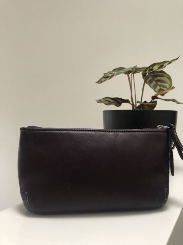 COACH - leather zippered pouch - deep-purple