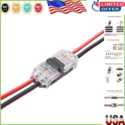 12 Pack 2 Way Solderless Wire Splice Connectors for 20-24 AWG - Compact ...