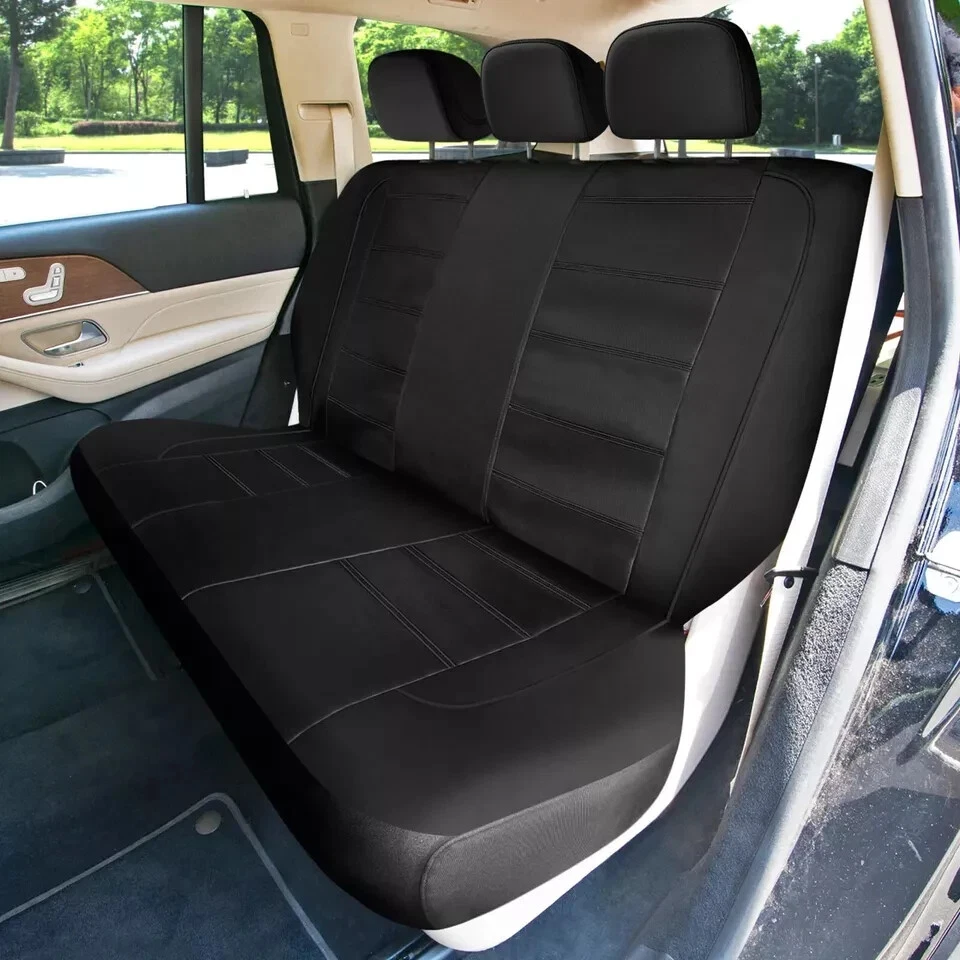 For All Isuzu Car Seat Cover Set 9Pcs Front Rear Eco-Leather Black Shield - Image 3 of 4