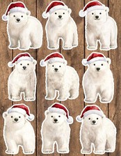 Polar Bear Christmas Die Cut Vinyl Stickers Set Scrapbooking Laptop WaterBottle