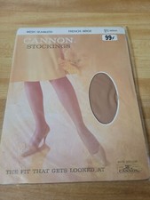 Vintage cannon stockings French beige 9 1/2 medium mesh Seamless 100 nylon
