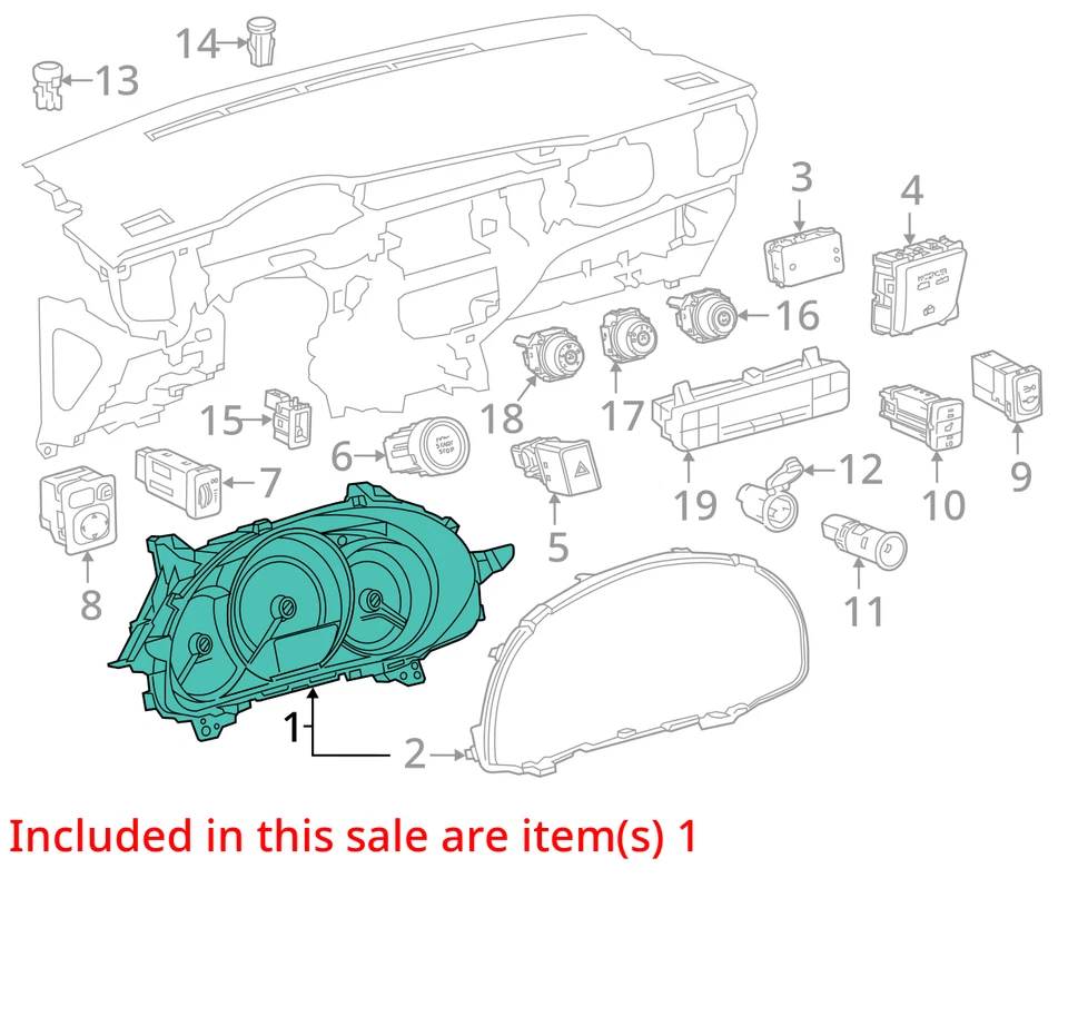 Toyota Corolla 2017 velocímetro sedán clúster MPH ID 83800-F2P70 (24.520 millas) Foto 4 de 4