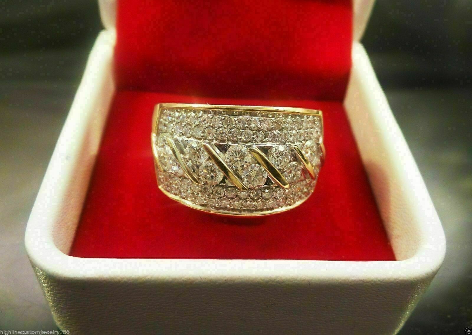 Men's Engagement Ring 2.5Ct Round Cut Lab Created Diamond 14K Yellow