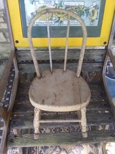 Fabulous Primitive Antique Painted Wood Childs Rocking Chair Rocker Bentwood