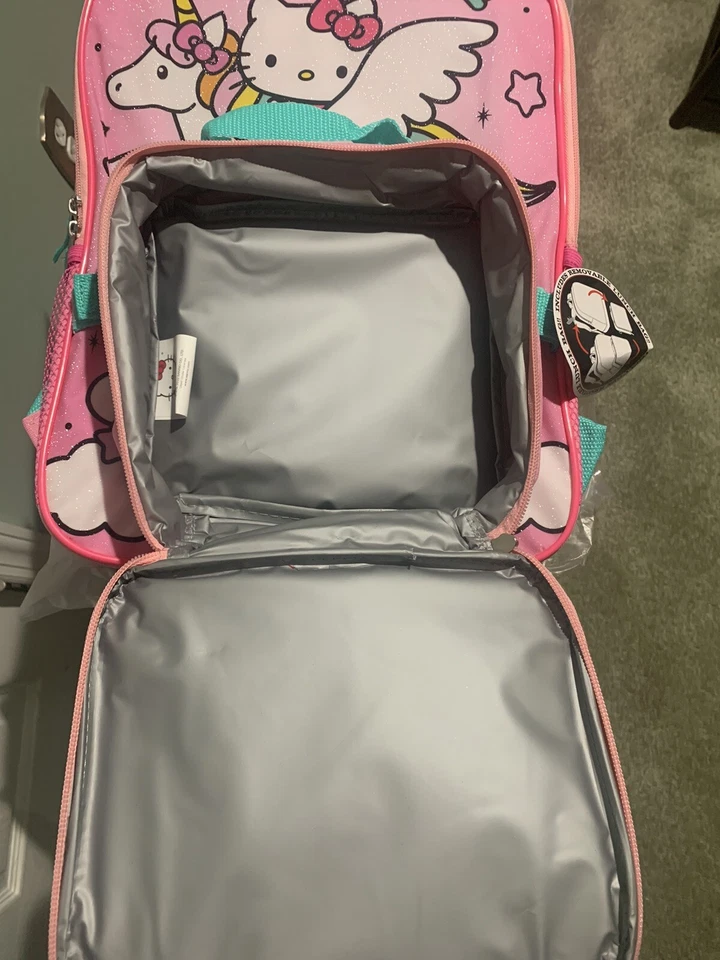 Conjunto Mochila Escolar Hello Kitty Unicórnio Livro Bolsa Lancheira Sanrio Rainbow Star - Imagem 2 de 4