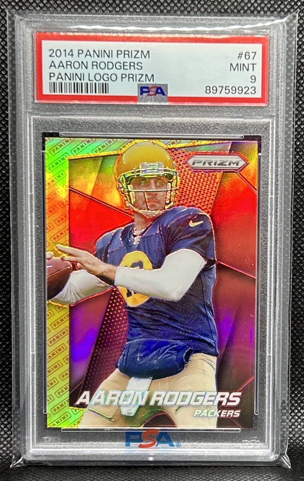 2014 Panini Prizm Aaron Rodgers SP Variation #67 Panini Logo Packers PSA 9 MINT