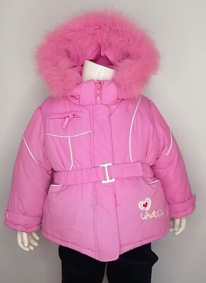 UN&JOJ Mädchen Winterjacke mit echt Pelz Gr. 86, (D201)