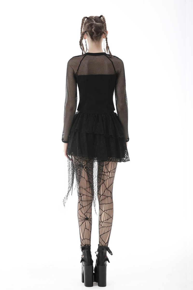 【1セット限定】CK★ナイトウエア♡ DARK IN LOVE Black Gothic Punk Lace Irregular Net Rock