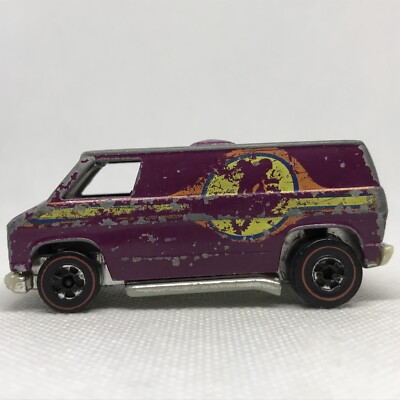 Hot Wheels Redline Chevy Motocross Super Van 1974 Plum Grey Glass