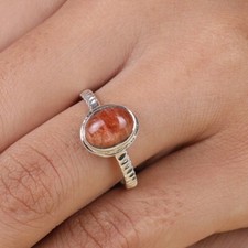 Sunstone Gemstone Ring Solitaire Ring 925 Sterling Silver Handmade Ring Gift