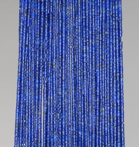 1MM LAPIS LAZULI GEMSTONE BLUE ROUND TUBE HEISHI LOOSE BEADS 14" - 第 1/1 張圖片